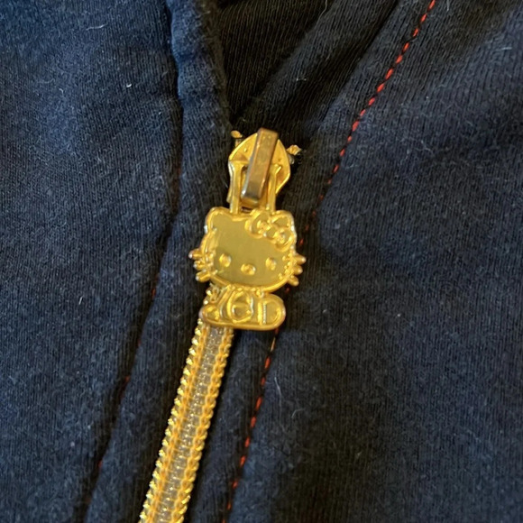 Sanrio Hello Kitty black and red zip up jacket. Sequin hello kitty back. Size 6 - Picture 2 of 6